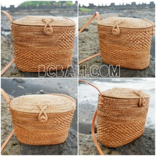 ladies handbag made from ata grass straw leather long bali indonesia